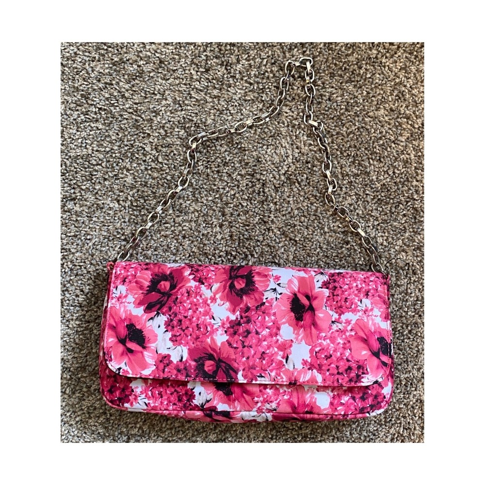White House Black Market Pink Floral Chain Shoulder Bag RN 111459